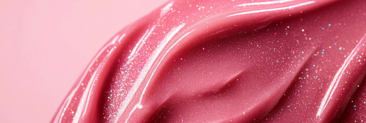 Poster - Bright shimmering pink gel flows with intense glitter in a mesmerizing display