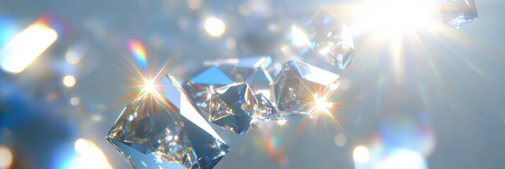 Fototapete - Bright crystal flares creating a vibrant focal point with fading edges in a visual display