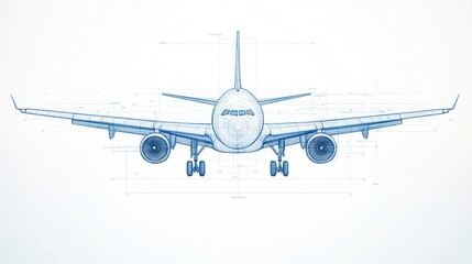 Leinwandbilder - Airplane blueprint showcasing detailed design elements and technical specifications for aviation enthusiasts and engineers. Generative AI