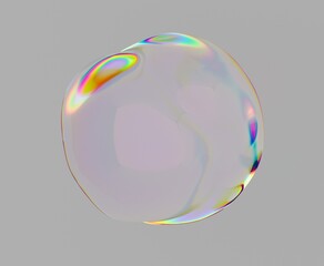 Aufkleber - Translucent liquid blob with chromatic aberration on neutral background. Abstract 3d illustration of transparent sphere.