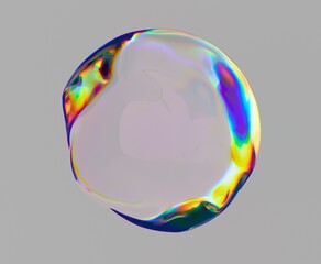 Poster - Glitched translucent orb with chromatic aberration on neutral background. Abstract 3D illustration of transparent sphere.