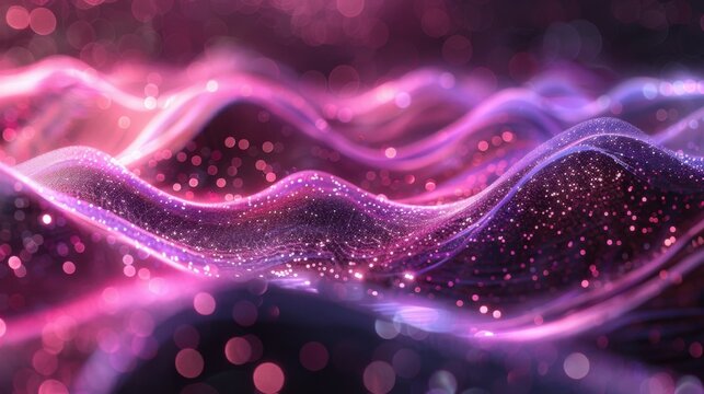 Flowing particle wave, abstract tech design, hi-tech big data background for business cards, banners, and brochures