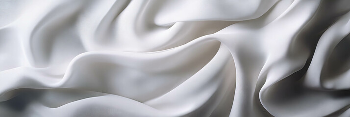 Poster - Dynamic folds create a flowing texture of draped fabric in soft white tones