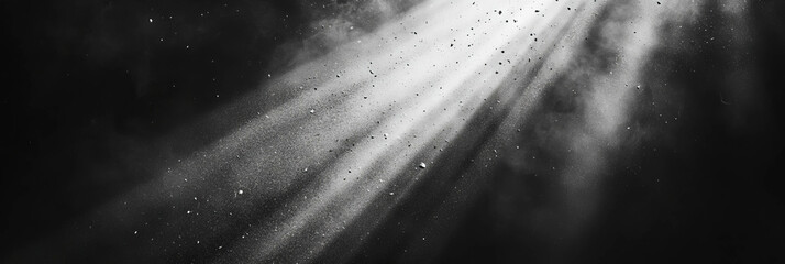 Poster - Dust particles float in bright light creating a textured atmosphere in a dark space