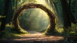 © Dawid - Magical Portal Illustration: An enchanting arch of tree branches creates a mystical gateway into a fantasy world of wonder.