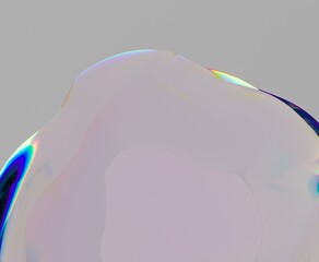 Poster - Abstract 3D render of a liquid form with iridescent, rainbow highlights. The glossy surface reflects light, creating a mesmerizing, fluid effect.