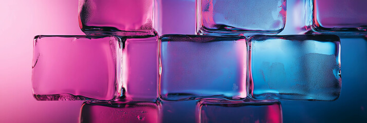 Poster - Frosted glass texture illuminated by vibrant neon accents with a soft glow effect