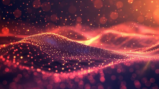Flowing particle wave, abstract tech design, hi-tech big data background for business cards, banners, and brochures