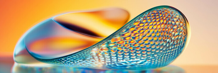 Poster - Highly viscous transparent gel texture displaying strong surface tension under vibrant light