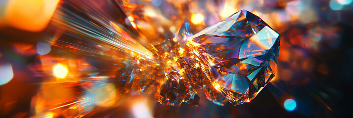 Poster - Crystal flares burst with vibrant colors and sharp edges creating dynamic chaos
