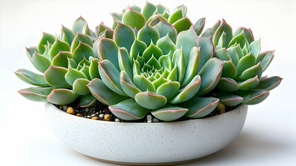 Wall Mural - succulents in a bowl against white background, flourishing, home decor, indoor plants