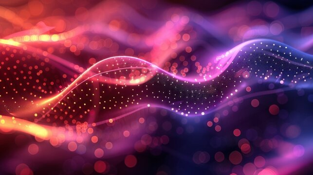 Flowing particle wave, abstract tech design, hi-tech big data background for business cards, banners, and brochures