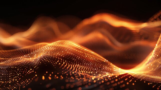 Flowing particle wave, abstract tech design, hi-tech big data background for business cards, banners, and brochures