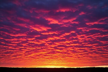 Canvas Print - Vibrant Sunset Cloudscape over Field