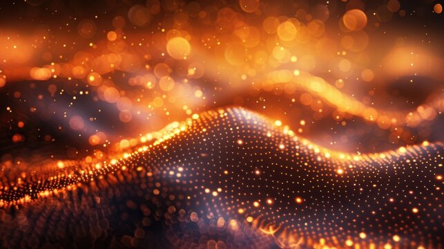 Flowing particle wave, abstract tech design, hi-tech big data background for business cards, banners, and brochures
