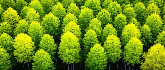 Canvas Print - Vivid Green Forest Canopy Top-Down View