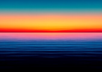 Canvas Print - Vivid sunset over tranquil ocean horizon