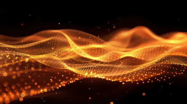 Flowing particle wave, abstract tech design, hi-tech big data background for business cards, banners, and brochures