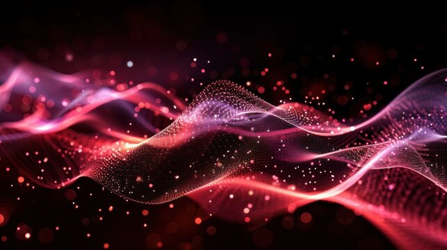 Flowing particle wave, abstract tech design, hi-tech big data background for business cards, banners, and brochures