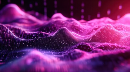 Aufkleber - futuristic 3d render of abstract sound wave visualization with high tech flow line waves background,