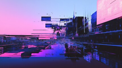 Poster - this abstract background image features a glitch effect that gives it a digital, futuristic look. th