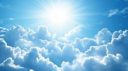 white sun burst in blue sky. abstract sunlight bursting effect vector background. sun energy and sun