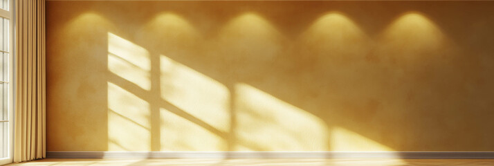 Poster - Light yellow wall with subtle grunge texture and soft lighting in an empty room