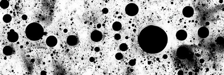 Poster - black and white mottled texture with dense dots and shadows creating chaotic patterns