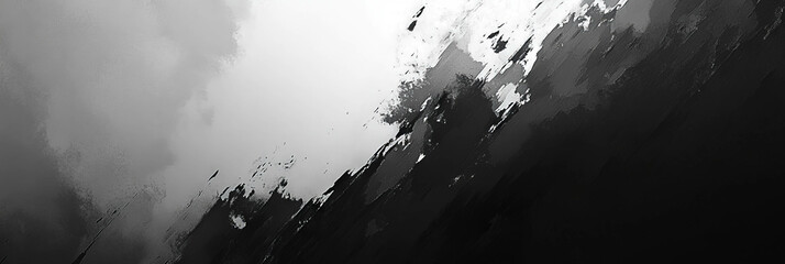 Poster - Mottled grayscale texture with sharp points and deep shadows conveyed in dynamic chaos