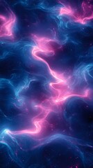 Aufkleber - Swirling and flowing pink and blue plasma trails illuminating a dark starry space background, creating a vibrant cosmic atmosphere
