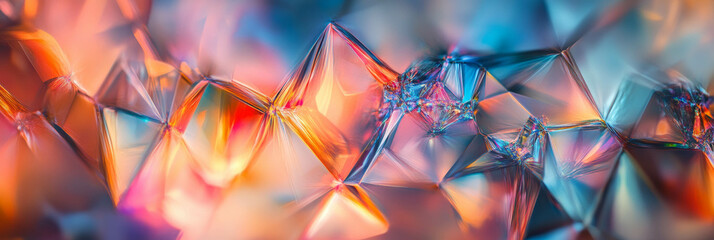 Poster - Layered crystals interact with light, producing intricate refractions and a spectrum of colors