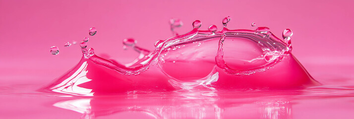 Poster - Beautiful neon pink liquid gel displays vibrant glow and high reflectivity effects