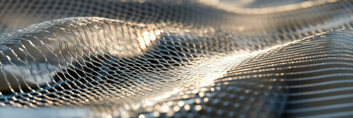 Poster - Exploration of textures in nylon netting and corrugated plastic on a smooth icy surface
