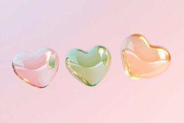 Poster - Floating heart shapes in green and gold create a whimsical atmosphere