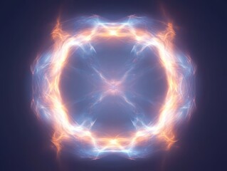 Poster - Glowing circular pattern with vibrant colors in a dark background