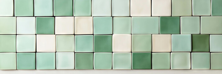 Poster - Overlapping squares create a textured surface in muted green tones for modern design