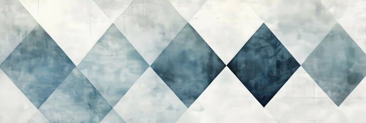 Poster - overlapping triangles pattern in muted blues with a smooth glazed texture