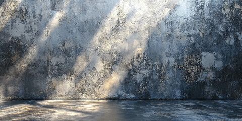 Poster - Polished silver wall with grunge texture and dramatic shadows