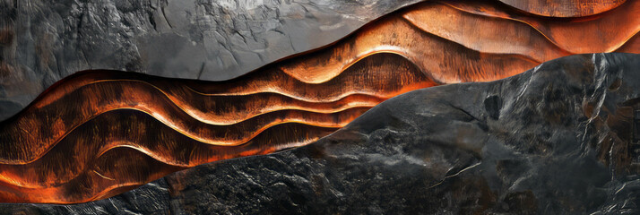 Poster - ribbed nylon texture with polished obsidian and textured copper accents in unique design