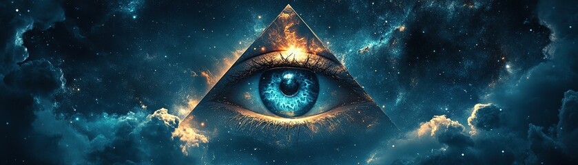 Poster - Mystical eye of the universe cosmic realm digital art surreal environment close-up exploration of consciousness