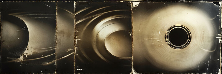 Poster - Scanned film texture with deep swirling scratches and coarse grain under even lighting