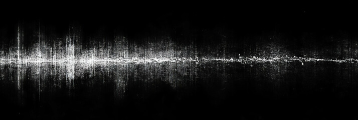 Poster - texture from scanned film showing vertical scratches and grain on a deep black background
