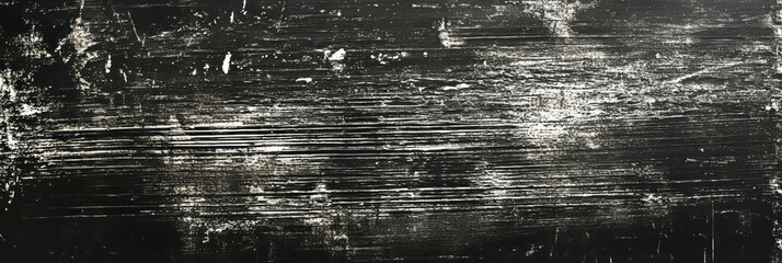 Poster - Scratched film texture with horizontal lines and coarse grain against black background