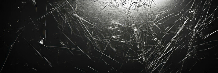 Poster - Scratched film texture revealing deep scratches and coarse grain with bright highlights