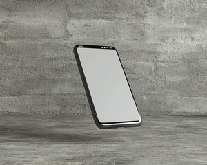 Poster - Smartphone mockup, blank screen, concrete background, app design