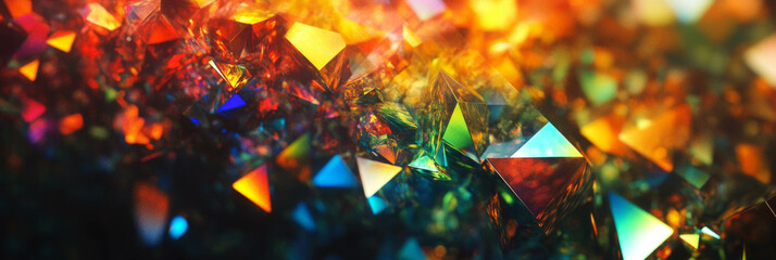 Poster - Vibrant sharp crystal flares with rainbow spectrum shimmering in subtle glow