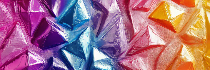 Poster - Brightly colored shiny PVC texture with geometric embossing presents a vibrant visual display