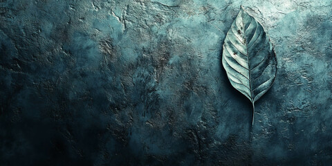 Poster - Textured silver pastel leaf wall with intense grunge markings and shadows