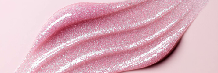 Poster - Smooth transparent gel with wavy patterns and soft sheen on a pink surface