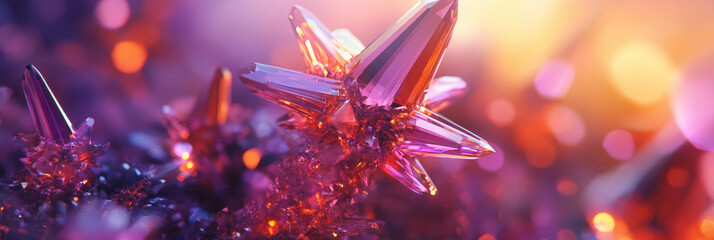 Poster - Star-shaped crystal flares with sharp points and vibrant central core create a mesmerizing effect
